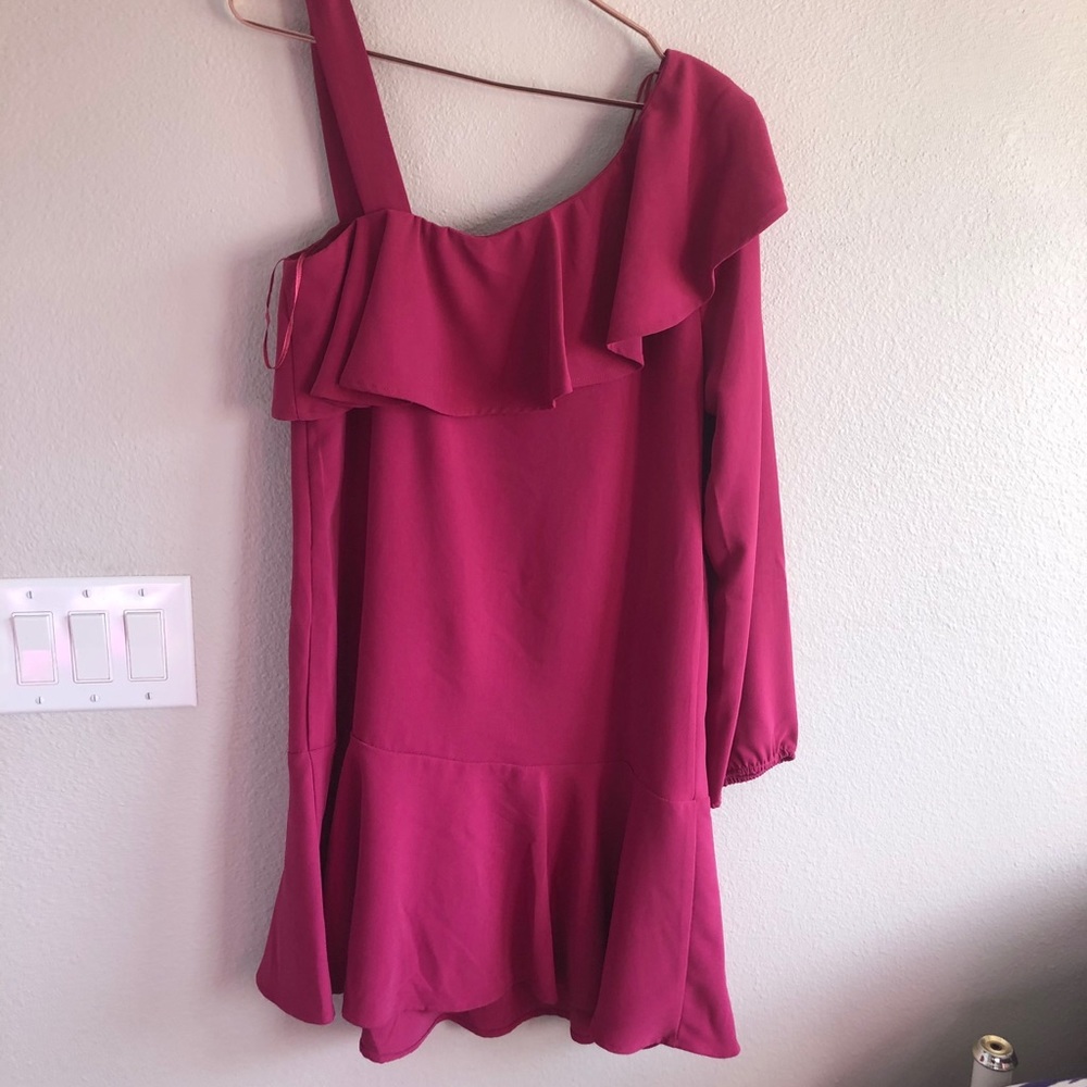 NWT skies are blue ruffle pink mini dress medium - Picture 4 of 4
